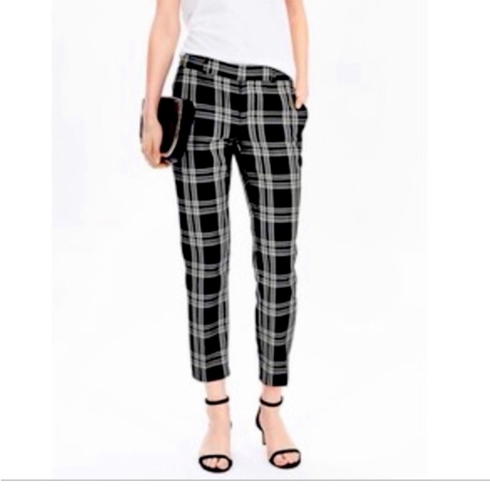 Banana Republic Black Avery Plaid Straight Leg Trouser Pants [Size 0]